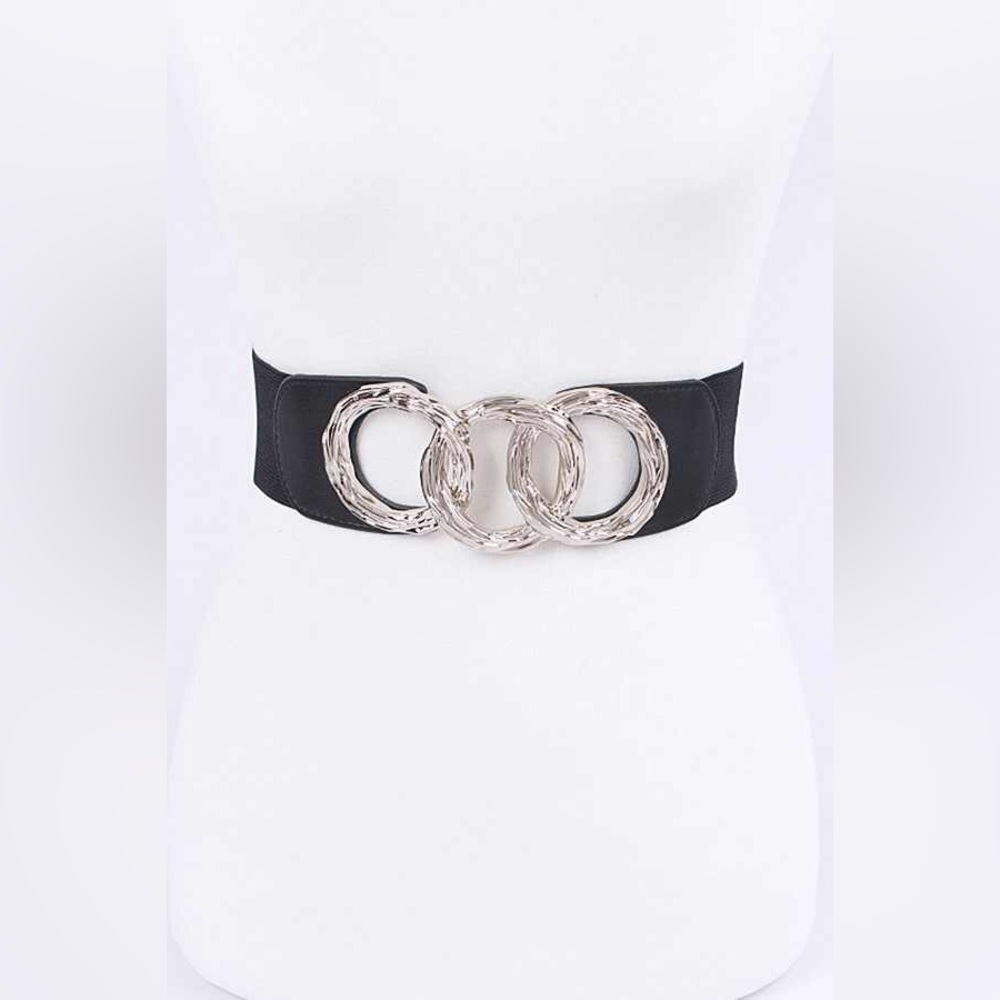 Black Wide Waist Elastic Statement Belt